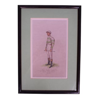 John Evelyn Watts Jockey Eighty-Four Winners 1903 Watercolour by Astor For Sale
