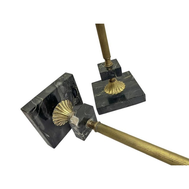 Metal Table Lamps in Brass and Marble, 1950s, Set of 2 For Sale - Image 7 of 11