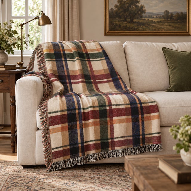 Ralph Lauren Classic Tartan Plaid Woven Throw Blanket – 60 × 50 For Sale - Image 4 of 5