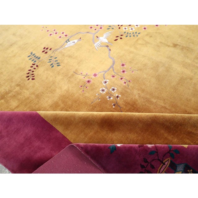 Textile Early 20th Century Handmade Chinese Art Deco Room Size Carpet For Sale - Image 7 of 8