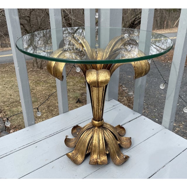 S. Salvadori S. Salvadori Firenze Mid-Century Modern Gilt Regency Metal Italy Table Glass Top For Sale - Image 4 of 18