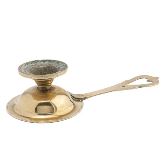 English Cast Brass Taster Dish With Pedestal Base, 1775-1800 For Sale - Image 4 of 6