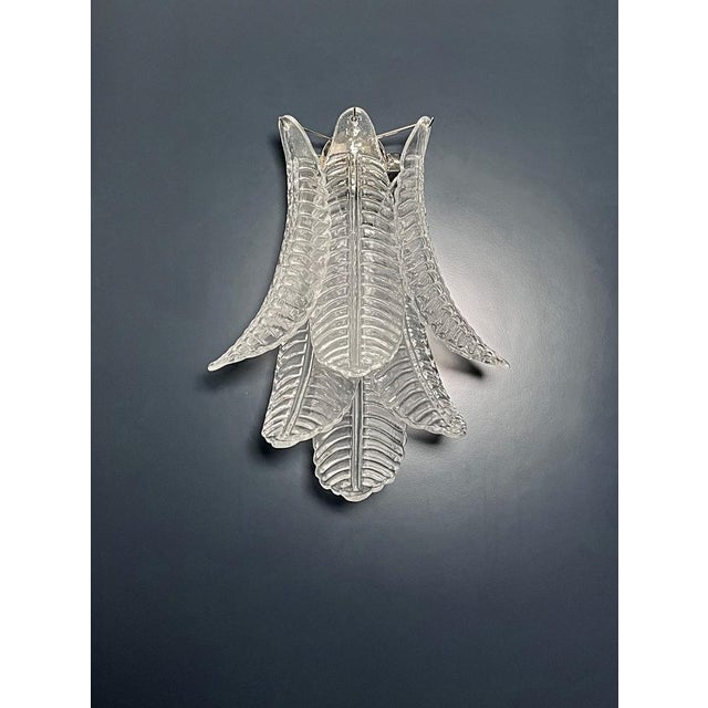 Vintage Murano Trasparent Felci Wall Sconces, 1990s, Set of 2 For Sale - Image 10 of 17