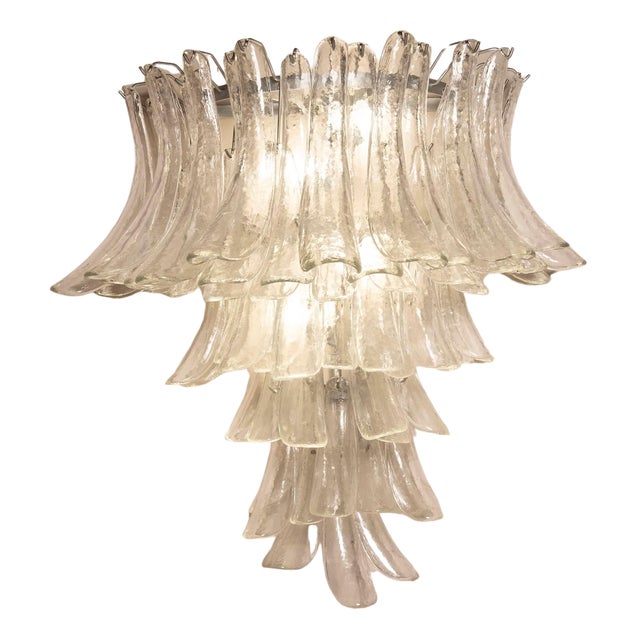 Wall Light in Transparent Glass Petals from Venini, 1970s For Sale