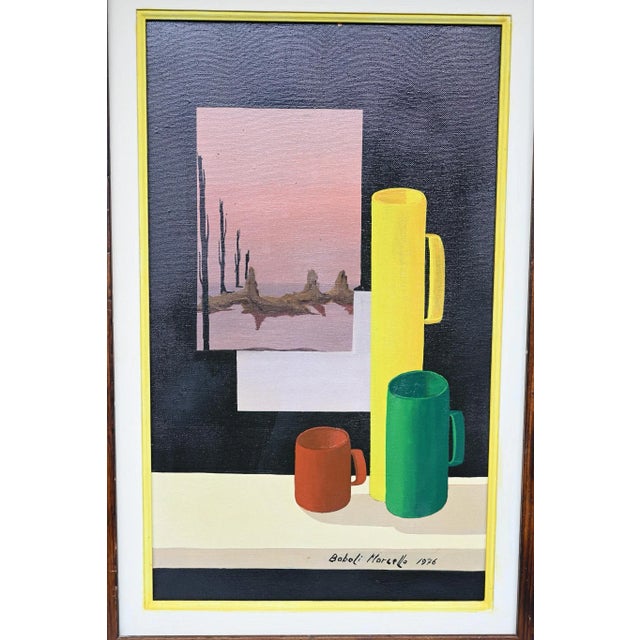 Painting by the famous Italian Surrealist Marcello Boboli (Florence 1934) - Sold with a solid wood frame. The canvas...