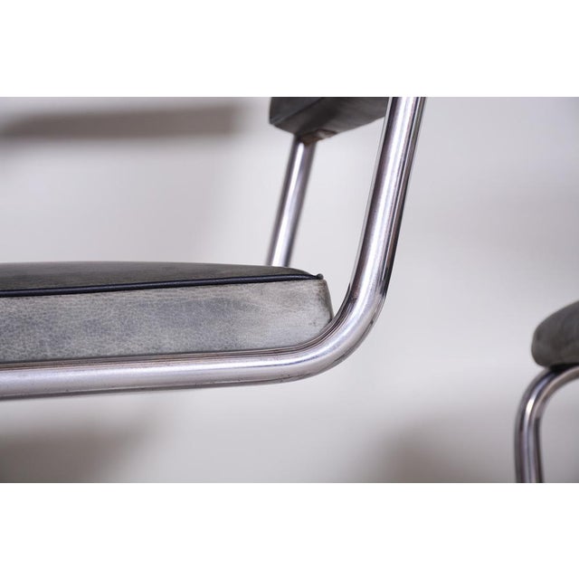 Set of Bauhaus Armchairs in Chrome & Leather, Czech, 1930s For Sale - Image 6 of 14