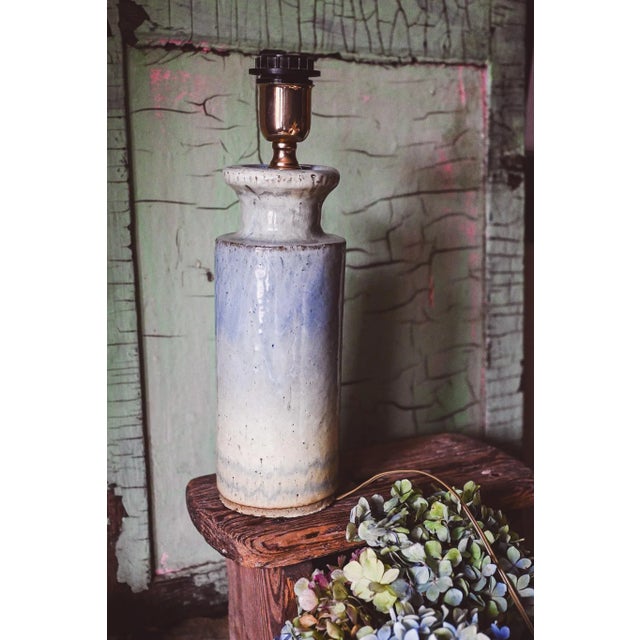 Studio Pottery Table Lamp in Sea Green Blue, 1980s For Sale - Image 9 of 13