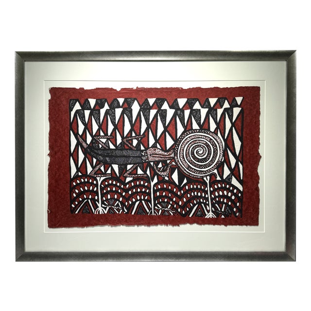 Swopa Sirigu, Lizard and Spiral, 2000s, Screenprint, Framed For Sale