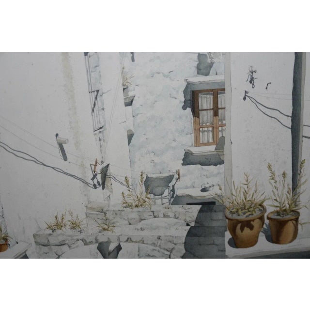 Original Watercolor Mediterranean Courtyard by Robert Banks C.1964 For Sale - Image 10 of 11