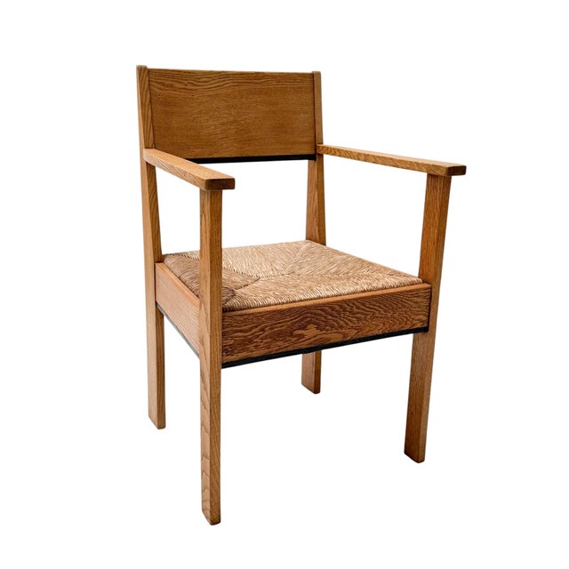 1920s Art Deco Dutch Oak Armchair by J.A. Muntendam for L.O.V. Oosterbeek, 1920s For Sale - Image 5 of 12