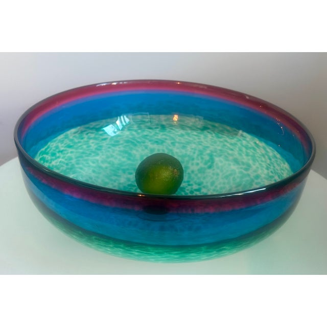 1990s David Leppla Hand-Blown Centerpiece Bowl - Studio Art Glass - DKL Studio 1990s For Sale - Image 5 of 8