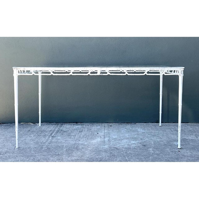 Vintage Brown Jordan “Calcutta” Metal Patio Dining Table With Glass Top For Sale In West Palm - Image 6 of 12