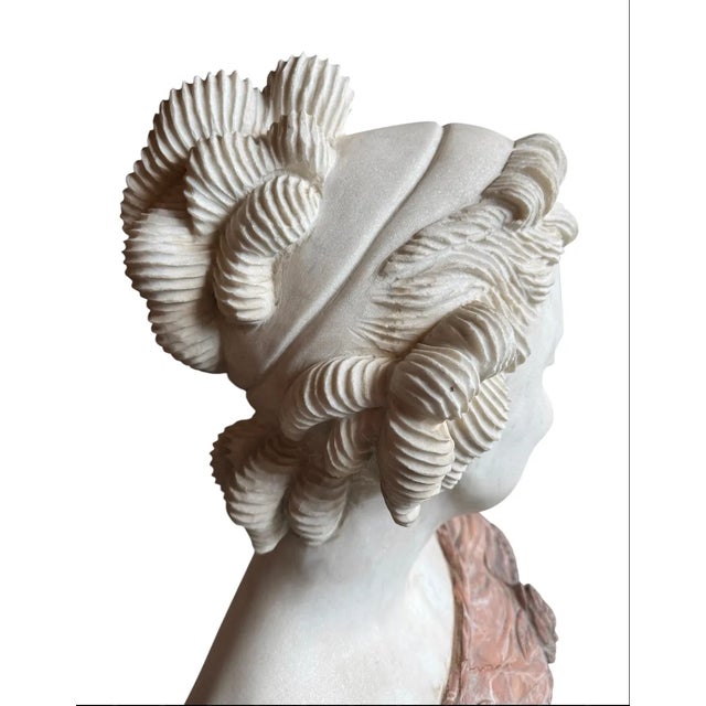 Stone A Female Portrait in a Marble Bust For Sale - Image 7 of 12