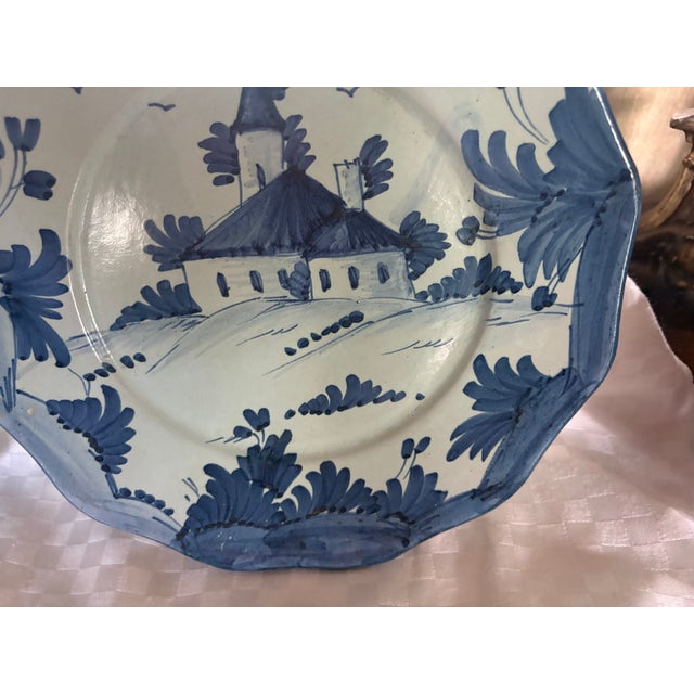 1920s Pair of Delft Style Vintage Hand Painted Plates For Sale - Image 5 of 15