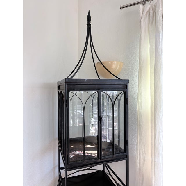 Late 19th Century Tall Gothic Cathedral-Style Iron & Glass Terrarium Vitrine on Stand For Sale In San Diego - Image 6 of 11