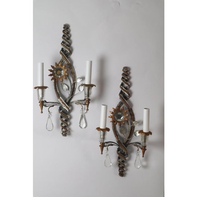 1970s Gold and Silver Leaf Sconces from Banci Firenze, 1970s, Set of 2 For Sale - Image 5 of 12