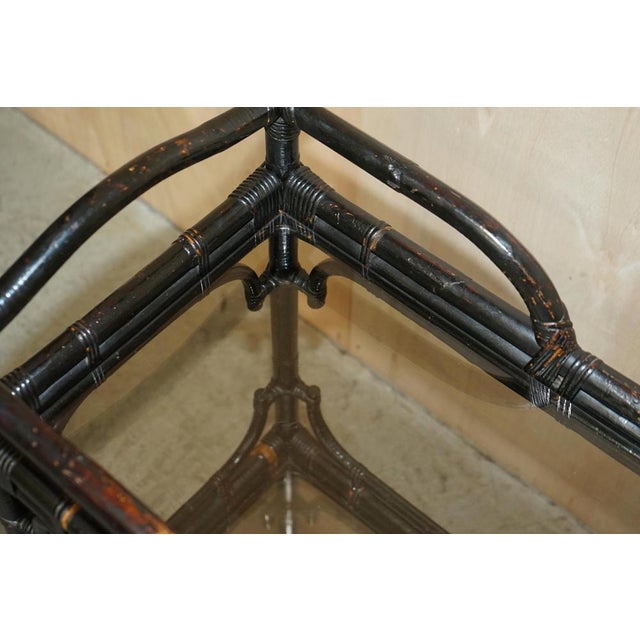 Mid-Century Chinese Modern Ebonised Serving Trolley with Bamboo Frame For Sale - Image 9 of 18