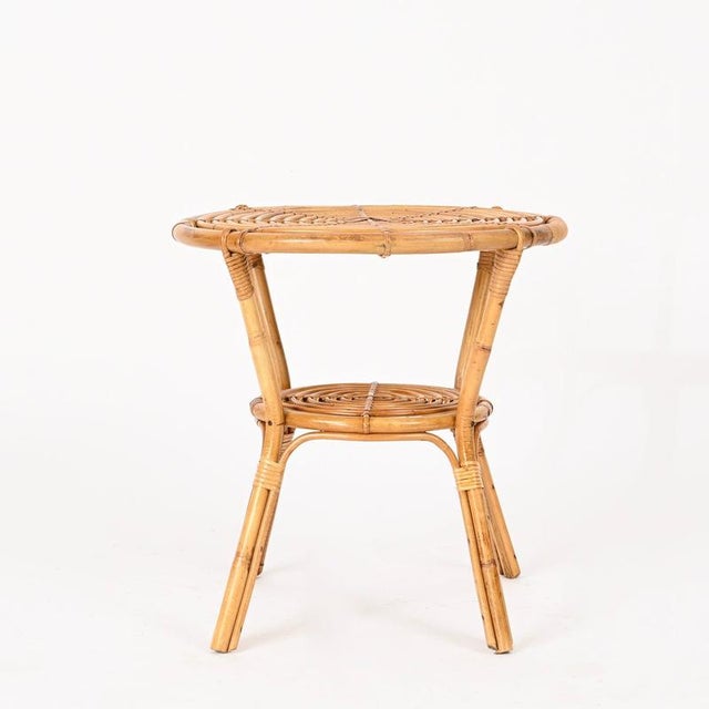Mid-Century Italian Organic Round Coffee Table in Rattan and Wicker, 1960s For Sale - Image 9 of 14