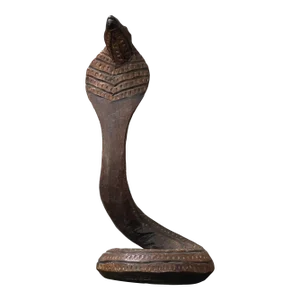 Vintage Folk Art Hand Carved Wood Cobra Snake