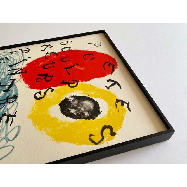 Joan Miro Vintage 1960 Mid Century Modernist Fine Art Lithograph Print " Poetes-Sculpteurs-Peintres " Framed Paris Exhibition Poster For Sale - Image 13 of 18