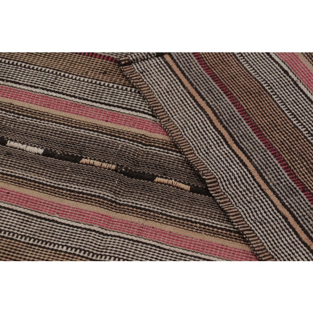 Beige Vintage Persian Kilim, Muted Rose & Charcoal Stripes - Rug & Kilim For Sale - Image 8 of 8
