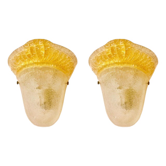 Vintage Glass Murano Wall Lights from La Murina, 1980, Set of 2 For Sale