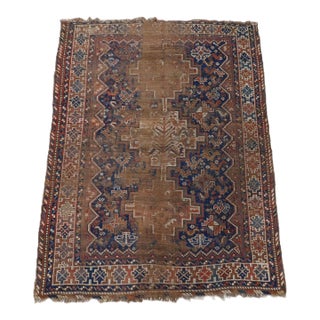 Distressed Antique Persian Rug. 5'2"x 6'7" For Sale