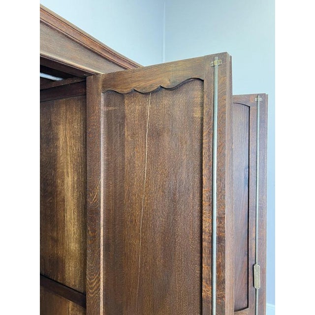 Vintage French Louis XVI Style Carved Oak 4-Door Wardrobe For Sale - Image 18 of 18