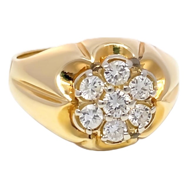 14k Yellow Gold Diamond Studded Gypsy Band Ring, Size 8.5 For Sale