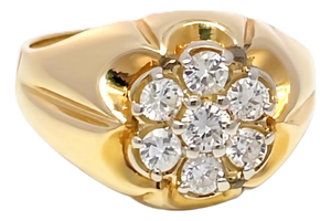 14k Yellow Gold Diamond Studded Gypsy Band Ring, Size 8.5