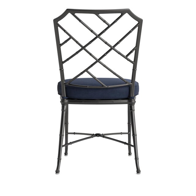 Brown Jordan Brown Jordan Calcutta Side Chair, Textured Pewter frame with Fusion Neptune fabric For Sale - Image 4 of 11