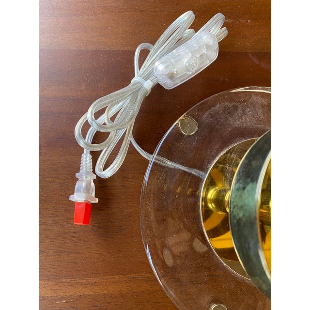 Modern Murano Style Glass Disc Lamps in Fontana Green - a Pair For Sale - Image 3 of 3