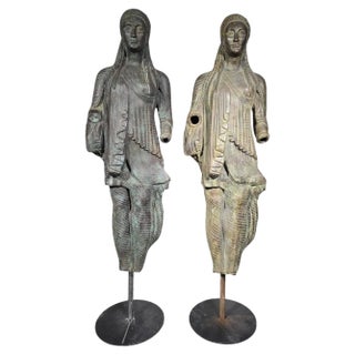 Large Greek Bronze Sculptures, 1940s, Set of 2 For Sale