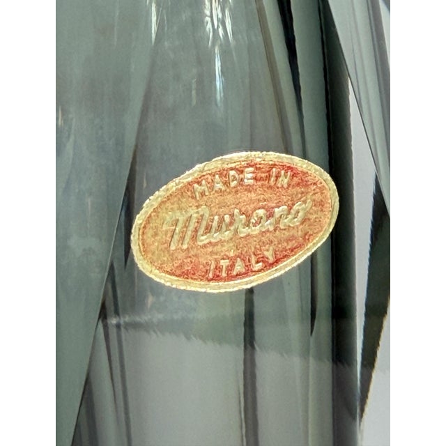 Black Large Murano Sommerso Faceted Smoke Grey Glass Vase from Mandruzzato, Italy, 1970s For Sale - Image 8 of 12