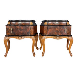 Vintage Wood Nightstands, Italy, 1950s, Set of 2 For Sale