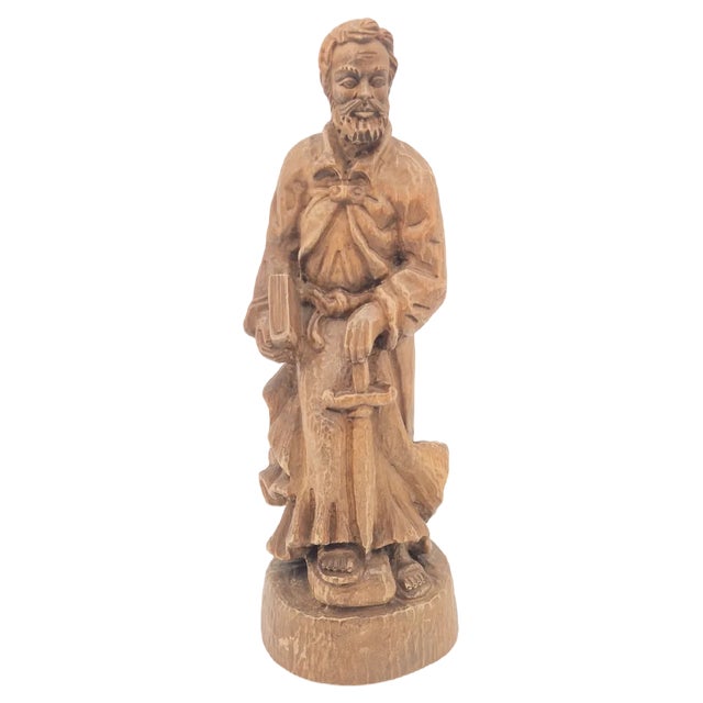 Carved Wooden Figure of Saint Boniface, 1950s-1960s For Sale