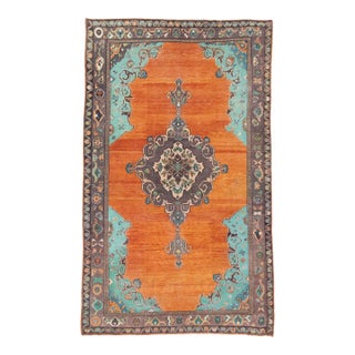 Orange & Brown Turkish Vintage Rug 5'9" x 9'7" For Sale