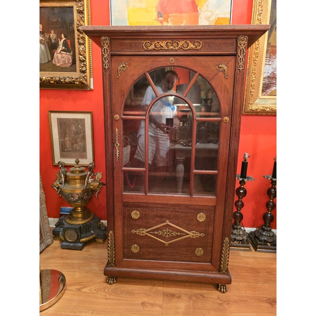 Antique French Empire Napoleonic Cabinet Gilt Bronze For Sale - Image 11 of 15