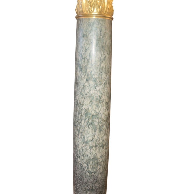 19th Century 19th Century French Gilt Bronze-Mounted Pedestal With Rare Green Marble. For Sale - Image 5 of 8