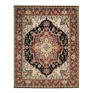 8x10 Graphic Tribal Geometric Persian Heriz Design Oriental Blue New Area Rug For Sale