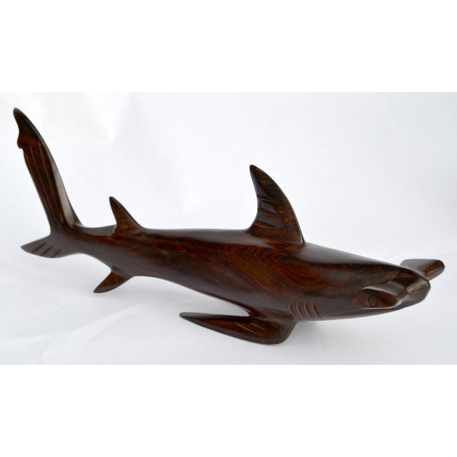 Asian Style 1970s Ironwood Hand-Carved Shark Animal Sculpture Coastal Nautical Figurine Brazil For Sale - Image 4 of 14
