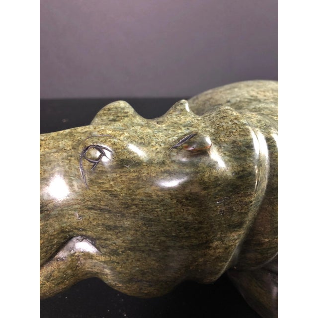 Stone Mid 20th Century Carved Green Marble Hippo Sculpture For Sale - Image 7 of 10