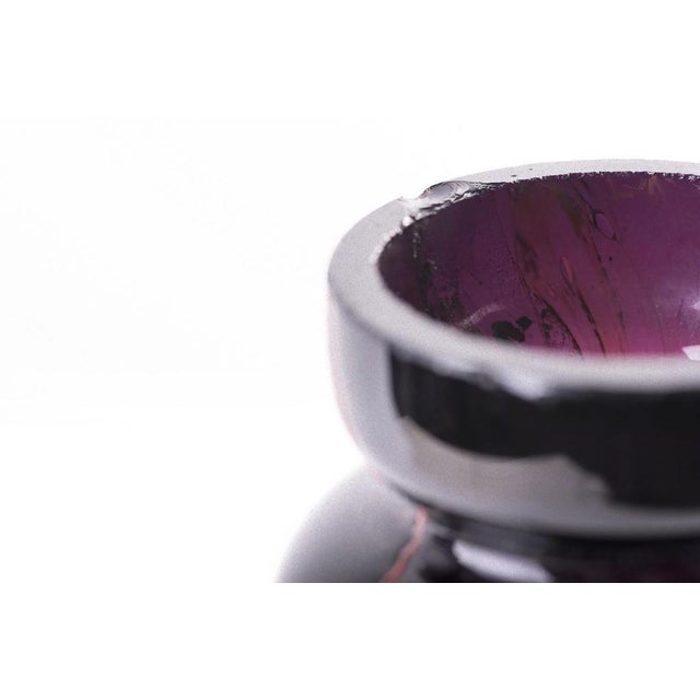 Northern European Violet Glass Candleholder, 1970s For Sale - Image 4 of 5