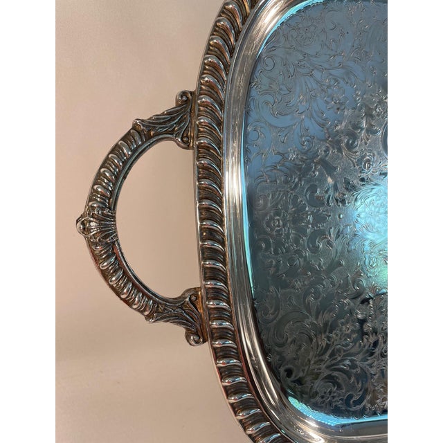 Metal 1970s Leonard Silverplate Oblong Footed Platter or Tray For Sale - Image 7 of 12