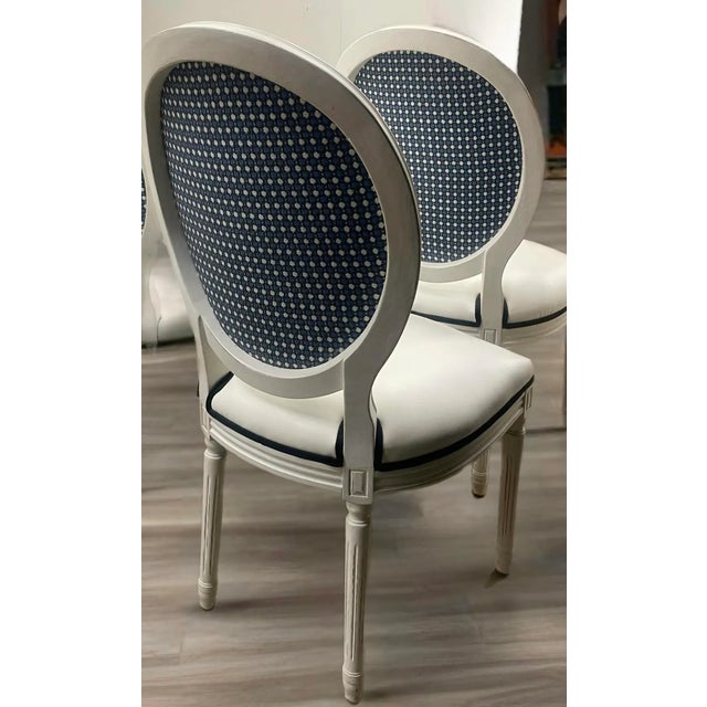 2010s Custom Leather Louis XVI Dining Chairs, Set of 8 For Sale - Image 5 of 11