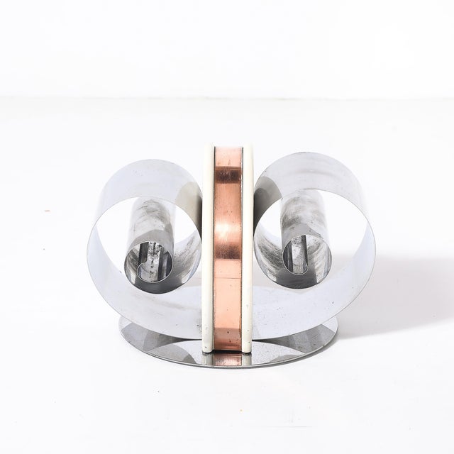 This stunning Art Deco Machine Age paper/book holder, created in America circa 1935, is an exceptional example of the...