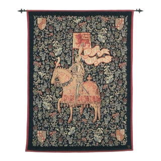 Le Chevalier Medieval Loom Woven Tapestry - 142 X 105 Cm (4'8" X 3'6") - Requires Rod Size 3 For Sale