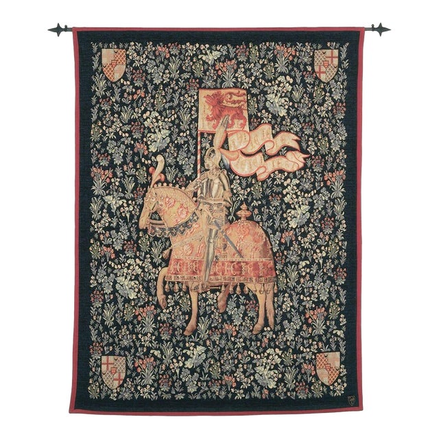 Le Chevalier Medieval Loom Woven Tapestry - 142 X 105 Cm (4'8" X 3'6") - Requires Rod Size 3 For Sale