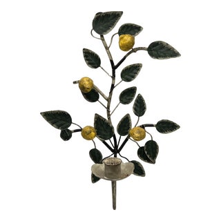 Vintage Late 20th Century Tole Candelabra Lemons in Italian Style For Sale