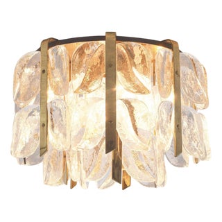 Brass and Crystal Florida Flush Mount from Kalmar, 1960s For Sale